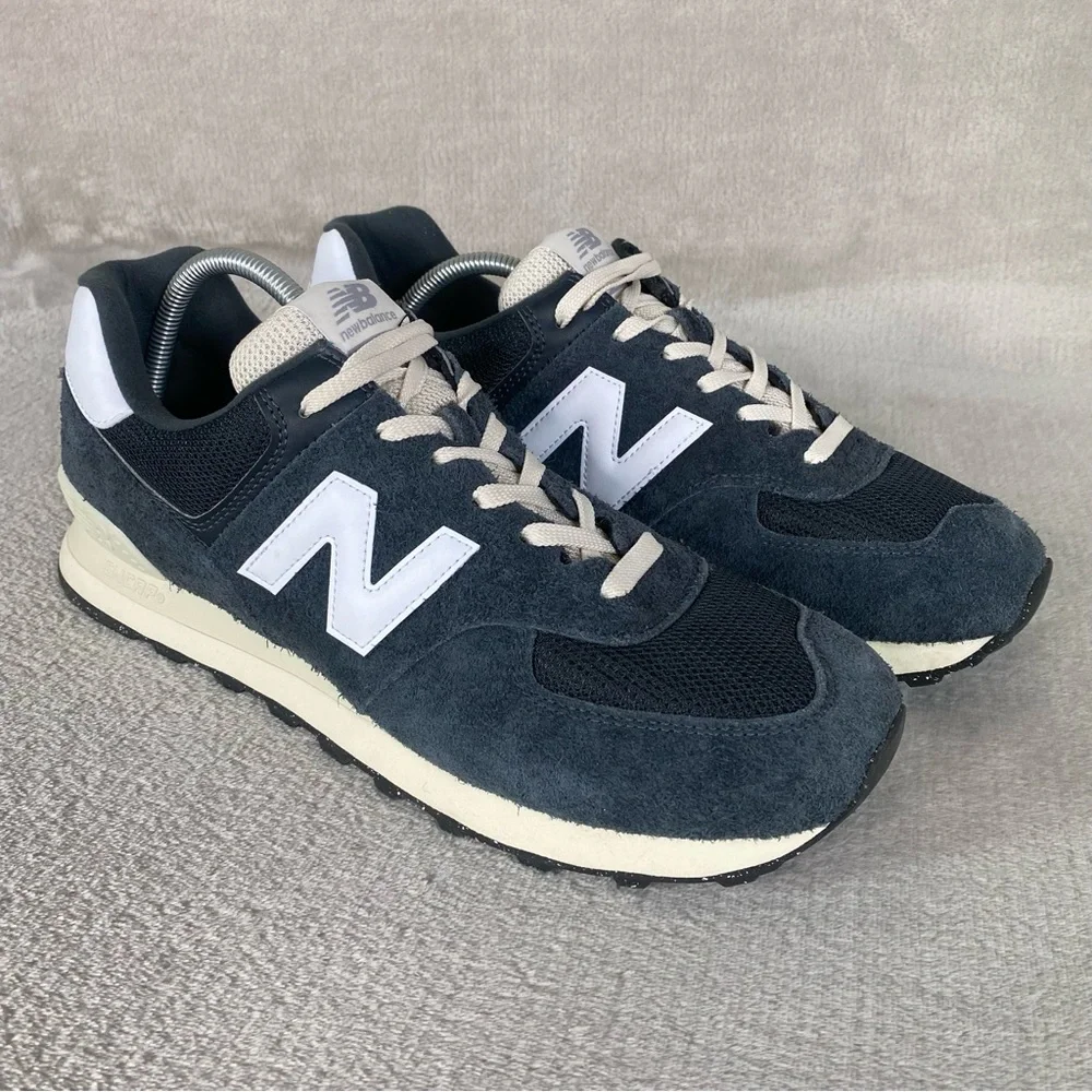 New Balance Classic 574 Mens Sneakers Shoes Size 13 Grey Blue Suede Casual Retro